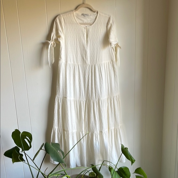 Madewell Swiss Dot Cotton Cream Cottage Core Easter Coastal Boho Maxi Dress Sz M - Picture 5 of 13